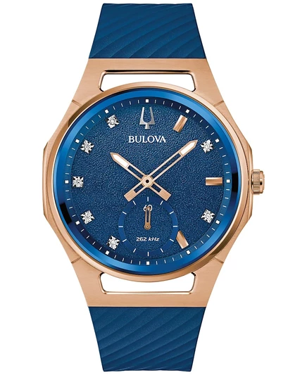 Женские часы Bulova CURV 41 мм с бриллиантами, синий