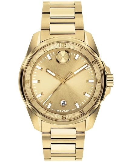 Мужские часы Movado Bold Verso S из швейцарского кварца с ионным покрытием из светло-желтого золота, 42-миллиметровое золото