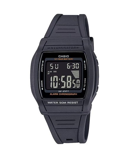 Мужские цифровые часы Casio W201-1BV 36 мм, серые