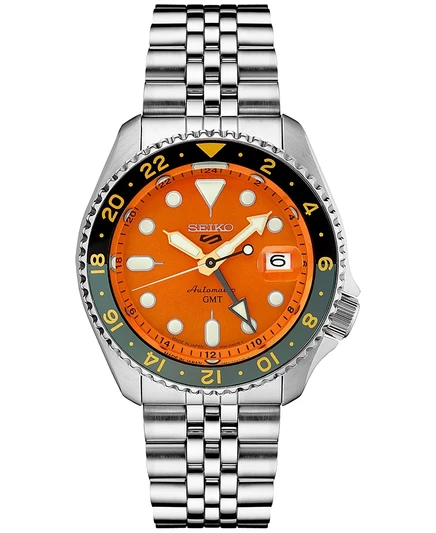 Мужские часы Seiko SSK005 автомат, 43 мм, сталь, оранжевый