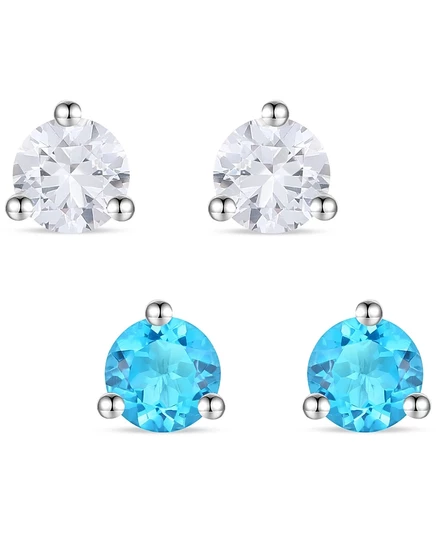 Женские серьги-гвоздики Macy's из серебра с лабораторными сапфирами, сине-белые