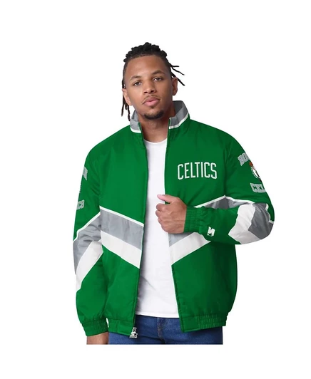Мужская куртка Starter Boston Celtics Captain Oxford на молнии, зеленая