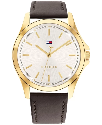 Мужские кварцевые часы Tommy Hilfiger на темно-коричневом кожаном ремешке, 42 мм