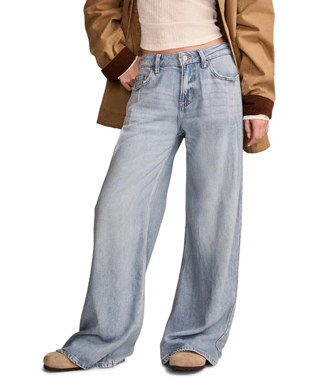 Женские плиссированные джинсы Liquid Denim Luxe Palazzo синего цвета с широкими штанинами от бренда Lucky