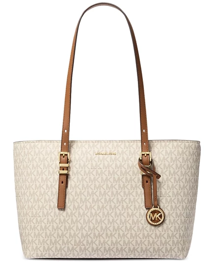 Женская сумка Michael Kors Quinn тоут средняя из кожи с логотипом, белая
