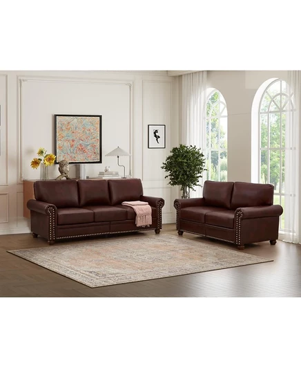 Диван для гостиной Streamdale Furniture с местом для хранения вещей 2 + 3 секционный Бордовый из искусственной кожи красного цвета