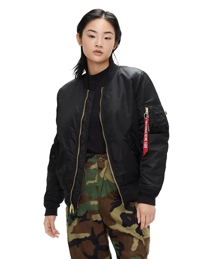 Женская куртка-бомбер Alpha Industries Ma-1 черного цвета