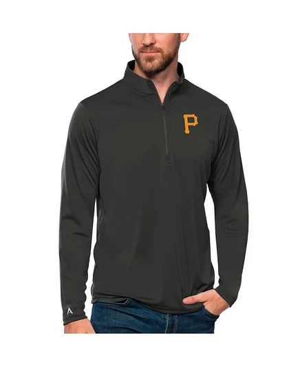 Мужской пуловер Antigua Pittsburgh Pirates, 1/4-молния, серый