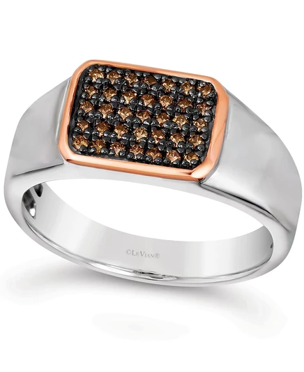 Мужское кольцо Le Vian® с бриллиантом (1/3 карата) из чистого серебра и розового золота 14 карат коричневого цвета