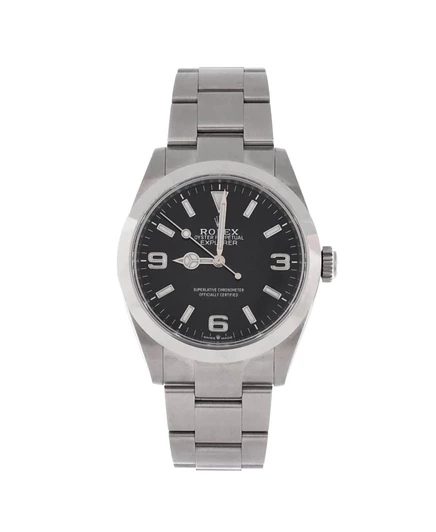 Бывшие в употреблении автоматические часы Rolex Oyster Perpetual Explorer из нержавеющей стали черного цвета диаметром 40 мм