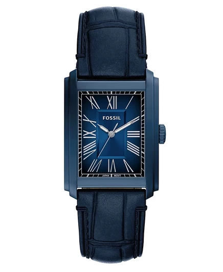 Мужские часы Fossil Carraway из темно-синей кожи Croco с тремя стрелками, 30 мм, синие