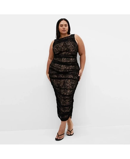 Женское платье City Chic Halo Ruched Lace, плюс-сайз, черное