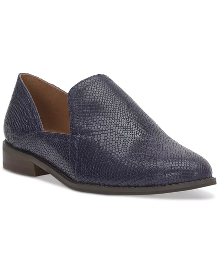  Женские мокасины на плоской подошве с вырезом Ellopy navy snakeskin leather