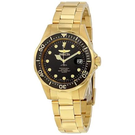 Мужские кварцевые часы Invicta 17051 Pro Diver с золотым циферблатом