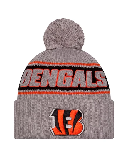 Мужская шапка New Era Bengals с помпоном, серая