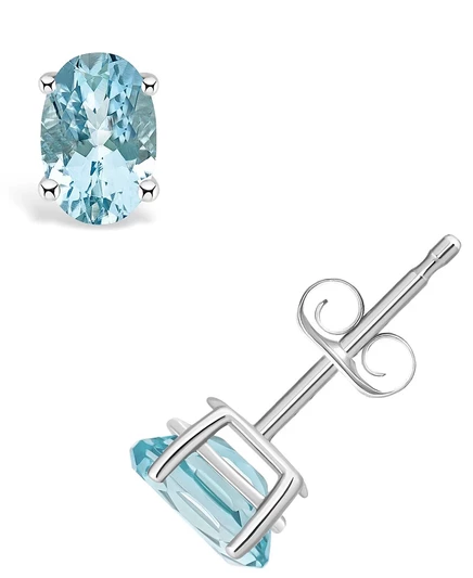 Серьги-гвоздики Macy's с аквамарином 0,75 карат, белые