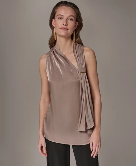 Женский топ Donna Karan New York асимметричный с воротником-халтер, розовый