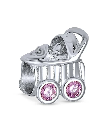 Женская бусина-шарм Bling Jewelry Mother To Be из 925 серебра, розовая