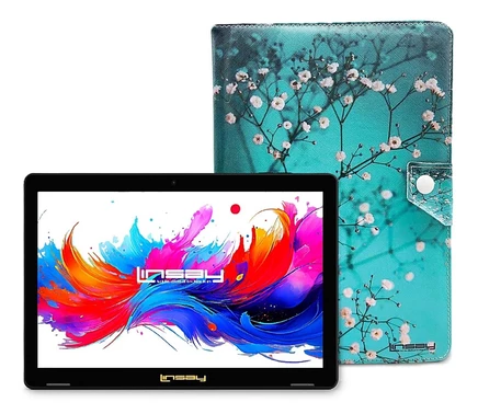 LINSAY 10.1 " Восьмиядерный планшет на базе Android 15 с объемом памяти 256 ГБ и мраморным корпусом красного цвета