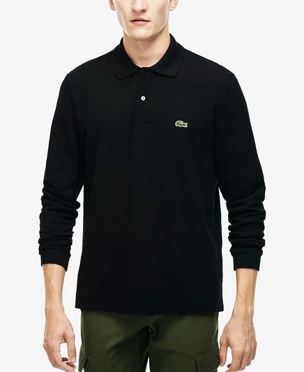 Мужское поло Lacoste классического кроя с длинным рукавом, из хлопка