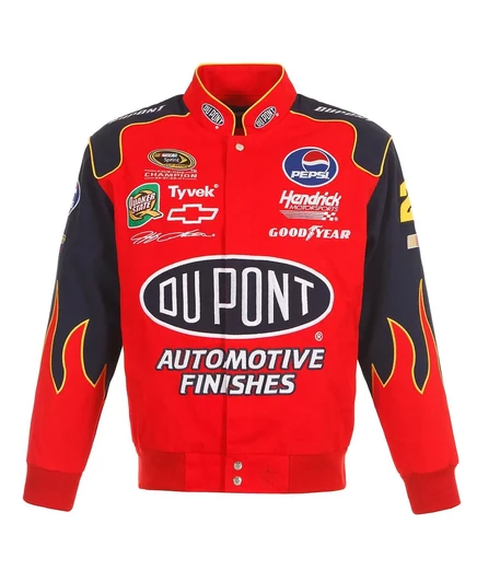 Мужская куртка Jeff Gordon DuPont из саржи красного цвета от JH Design на молнии red, navy
