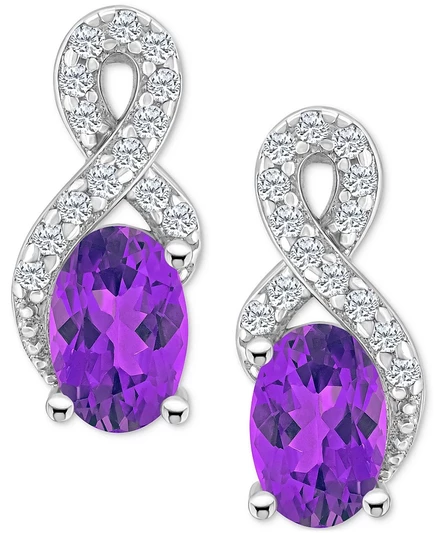 Женские серьги-подвески Macy's, серебро, аметист