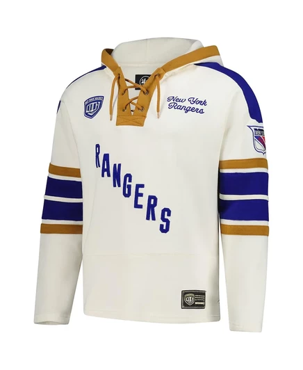 Мужская брендовая куртка Mark Messier Cream New York Rangers Blue Line с капюшоном на шнуровке, фирменный номер Heritage cream