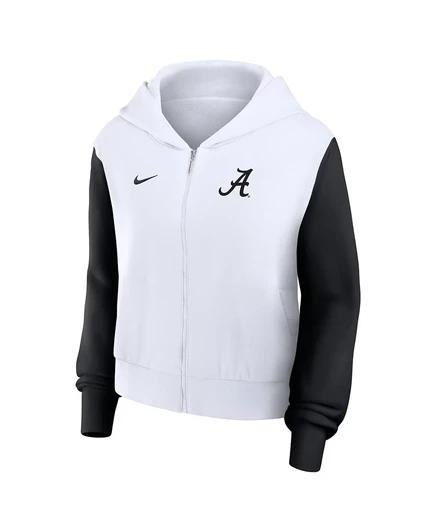 Женская укороченная толстовка Nike Alabama Crimson Tide белого цвета с надписью Beyond Capability Color-Block Script на молнии white
