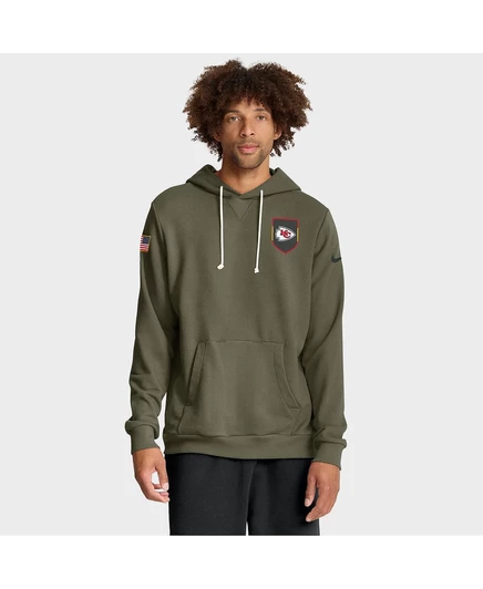 Мужская оливковая толстовка Kansas City Chiefs 2025 Salute to Service Sideline с капюшоном Dri-FIT olive