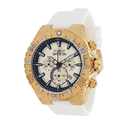 Мужские часы Invicta 37636 Aviator с кварцевым хронографом и золотым циферблатом white