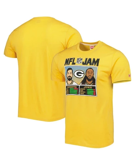 Мужская футболка Homage Aaron Rodgers и Aaron Jones, золотистая