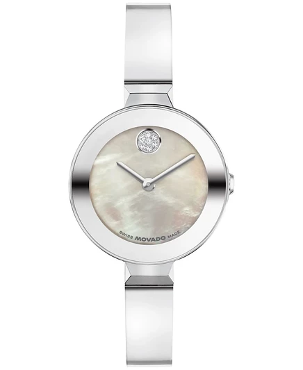 Женские смелые швейцарские кварцевые часы Movado с браслетом из нержавеющей стали, серебро 28 мм