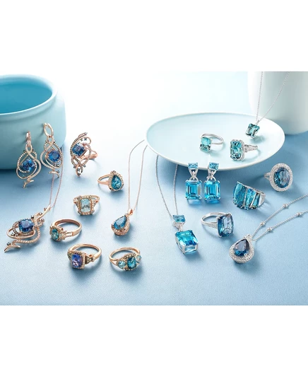Коллекция Le Vian Crazy Collection® Deep Sea Blue с топазом™ и бриллиантами, колье-подвеска и серьги-капли из розового золота 14 карат