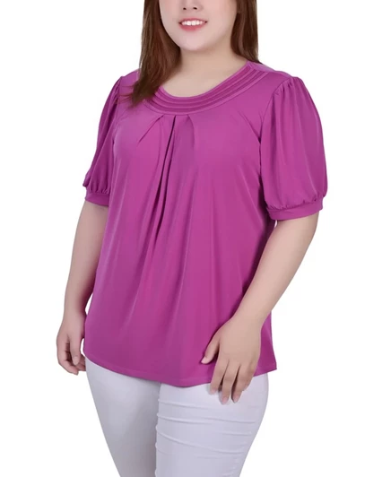 Женский топ NY Collection с пышными рукавами, розовый