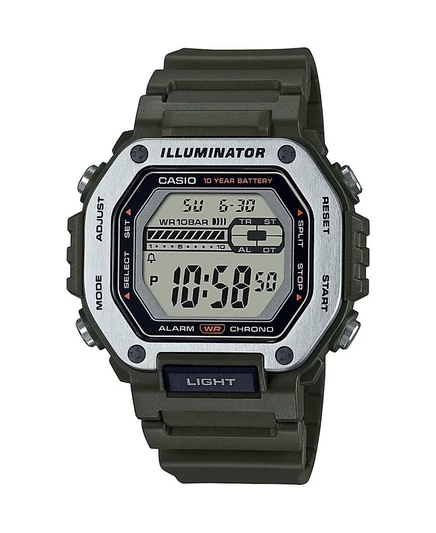 Мужские цифровые часы Casio MWD110H-3AV, зеленые, 47.2 мм
