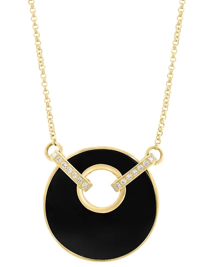 Подвеска EFFY Onyx 19мм с бриллиантом из 14k золота, черная