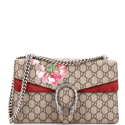 Женская сумка Gucci Dionysus малая с цветочным принтом, коричневая