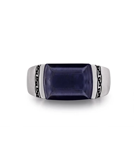 Мужская печатка LuvMyJewelry с синим питерситом, серебристая