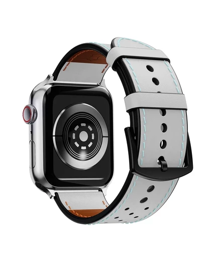 Дышащий кожаный ремешок Waloo для Apple Watch white