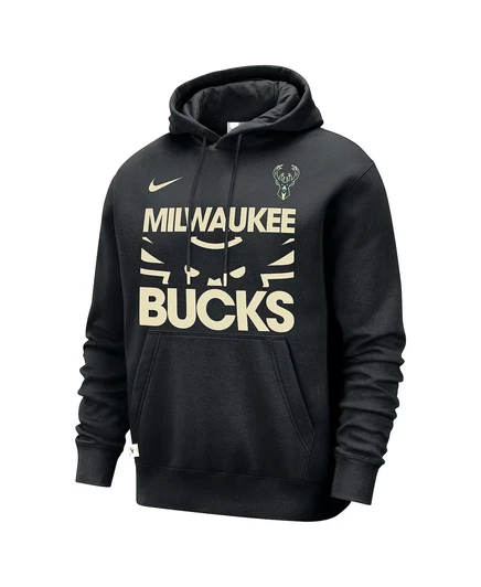 Мужская черная толстовка-пуловер Nike Milwaukee Bucks Courtside Club с капюшоном black