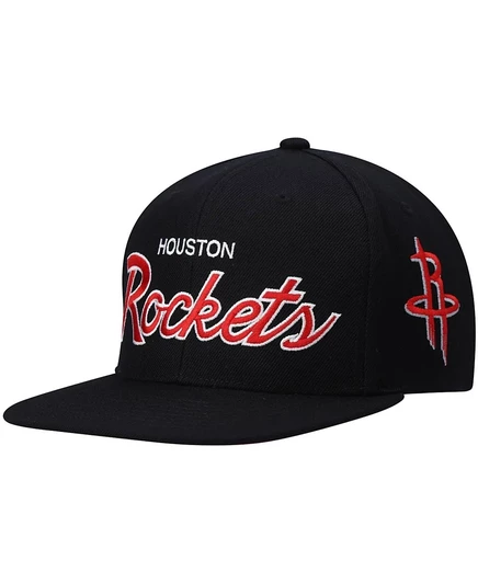 Мужская кепка Mitchell & Ness Black Houston Rockets Hardwood Classics Script 2.0 с застежкой-молнией black