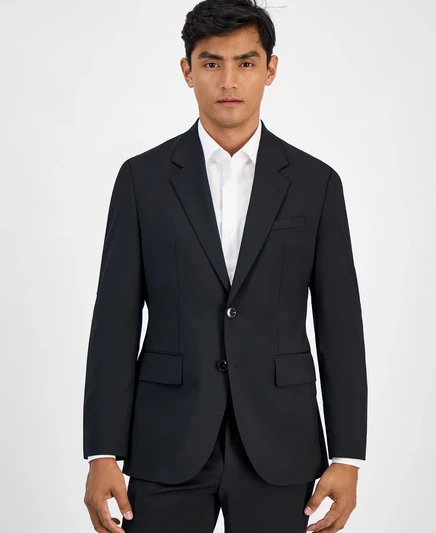 Мужской черный пиджак из смесовой шерсти Hugo Boss black