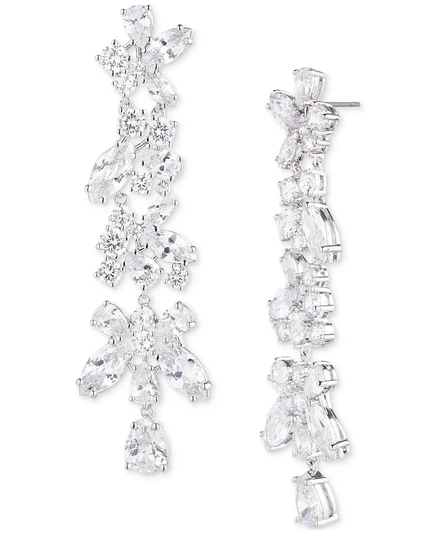 Линейные серьги-капли Givenchy серебристой огранки с кубическим цирконием смешанной огранки