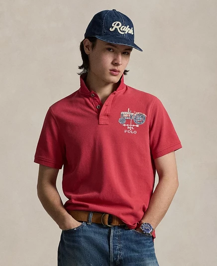 Мужская рубашка поло классического покроя от Polo Ralph Lauren красного цвета