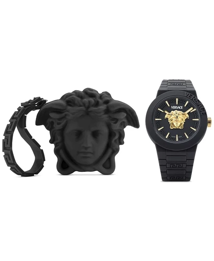 Мужские часы Versace V-Pop, швейцарские, 43 мм, силиконовый ремешок, черные