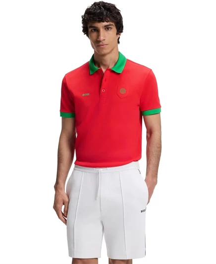 Мужское поло Hugo Boss Paddy с флаговой отделкой, красное