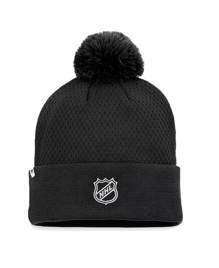 Женская вязаная шапка Fanatics Black Arizona Coyotes Authentic Pro Road с манжетами и помпоном black