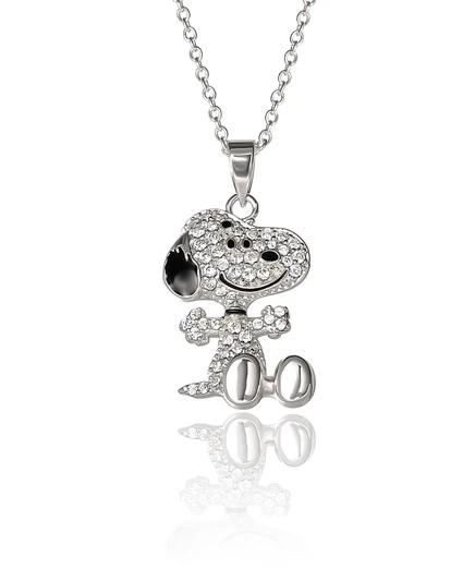 Подвеска Peanuts Snoopy с посеребренным покрытием 3D Pave, 18-дюймовая цепочка multi