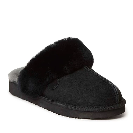 Женские тапочки Dearfoams Fireside Sydney из овчины, черные
