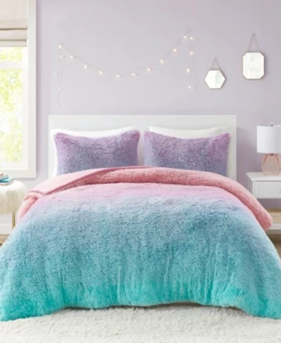 Intelligent Design Primrose Ombre Shaggy Faux Fur Comforter Set